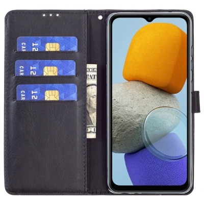 Samsung Galaxy A23 5G (SM-A236B, SM-A235F) atvēramais ādas melns retro maciņš (maks) | Vacins.lv