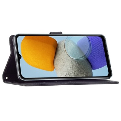 Samsung Galaxy A23 5G (SM-A236B, SM-A235F) atvēramais ādas melns retro maciņš (maks) | Vacins.lv