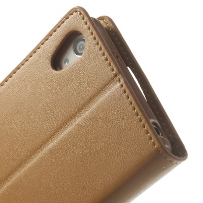 Sony Xperia Z2 Mercury Sonata atvērams brūns ādas futrālis - maciņš / Vacins.lv