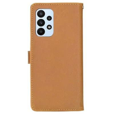 Samsung Galaxy A23 5G (SM-A236B, SM-A235F) atvēramais ādas gaiši brūns retro maciņš (maks) | Vacins.lv