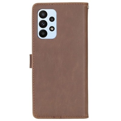 Samsung Galaxy A23 5G (SM-A236B, SM-A235F) atvēramais ādas tumši brūns retro maciņš (maks) | Vacins.lv