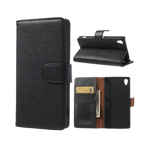 „Litchi“ atverčiamas dėklas - juodas (Xperia Z2)