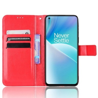 OnePlus Nord 2T 5G atvēramais ādas sarkans maciņš (maks) | Vacins.lv