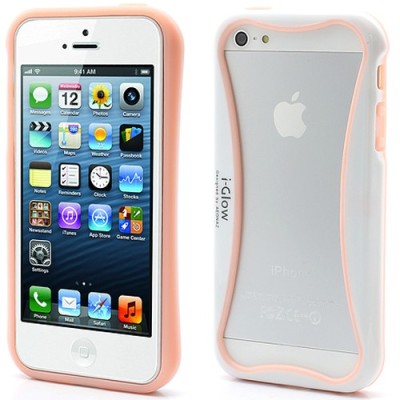 „I-Glow“ rozs un balts Apple iPhone 5 / 5S rāmis - sānu apmale (bamperis) / Vacins.lv