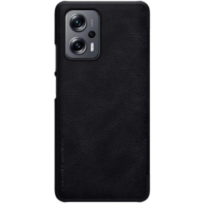 Greznais „Nillkin“ Qin sērijas ādas atvērams melns Xiaomi Poco X4 GT (Redmi Note 11T Pro, Redmi Note 11T Pro+) | Vacins.lv