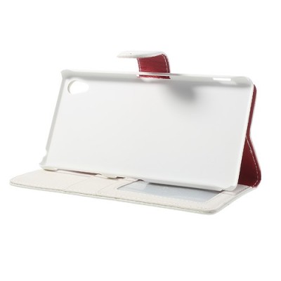 Sony Xperia Z2 atvēramais balts ādas Litchi futrālis - maciņš / Vacins.lv