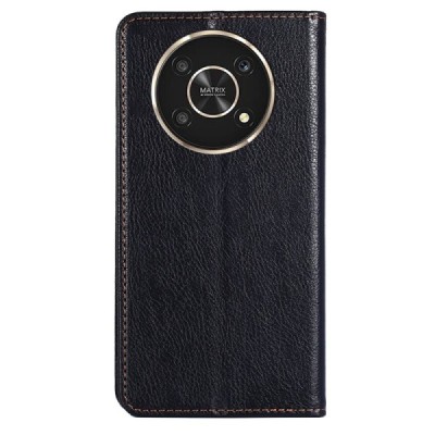 Huawei Honor Magic 4 Lite 5G Solīds melns ādas atvērams maciņš | Vacins.lv