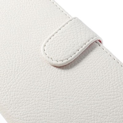 Sony Xperia Z2 atvēramais balts ādas Litchi futrālis - maciņš / Vacins.lv