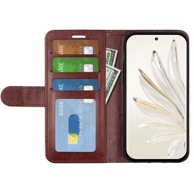 Huawei Honor 70 atvēramais ādas brūns maciņš (maks) | Vacins.lv