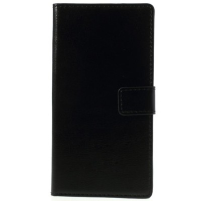 Sony Xperia Z2 D6503 atverčiamas juodas odinis dėklas - piniginė / Priedai.lt