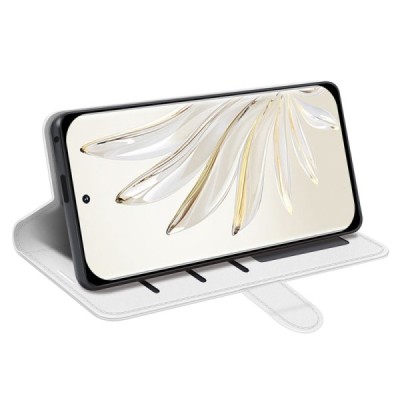 Huawei Honor 70 atverčiamas baltas odinis dėklas - piniginė | Priedai.lt