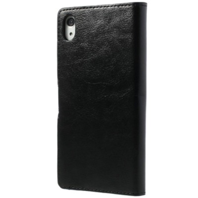 Sony Xperia Z2 D6503 atverčiamas juodas odinis dėklas - piniginė / Priedai.lt