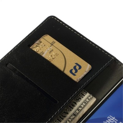 Sony Xperia Z2 D6503 atverčiamas juodas odinis dėklas - piniginė / Priedai.lt