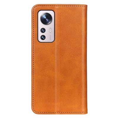 Xiaomi 12 Lite „Split“ šviesiai rudas odinis atverčiamas dėklas - knygutė | Priedai.lt