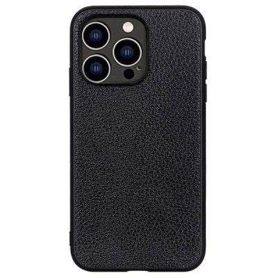 Apple iPhone 14 Pro „Deluxe Leather“ melns ādas apvalks | Vacins.lv