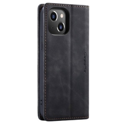 Apple iPhone 14 CaseMe Retro solīds atvēramais ādas melns maciņš - maks | Vacins.lv