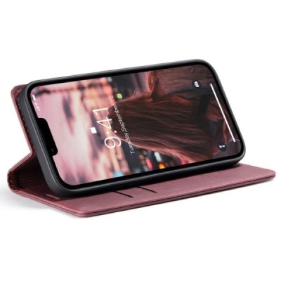 Apple iPhone 14 Plus CaseMe Retro solīds atvēramais ādas bordo maciņš - maks | Vacins.lv