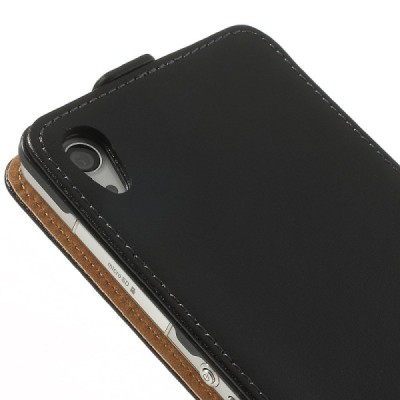 Sony Xperia Z2 klasikinis vertikaliai atverčiamas juodas odinis dėklas / Priedai.lt