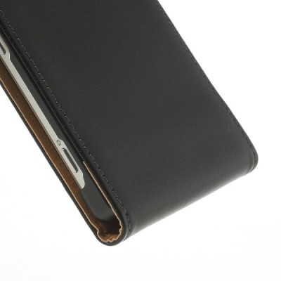 Sony Xperia Z2 klasikinis vertikaliai atverčiamas juodas odinis dėklas / Priedai.lt