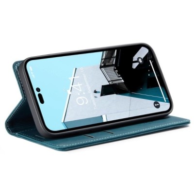 Apple iPhone 14 Pro CaseMe Retro solīds atvēramais ādas zaļš maciņš - maks | Vacins.lv