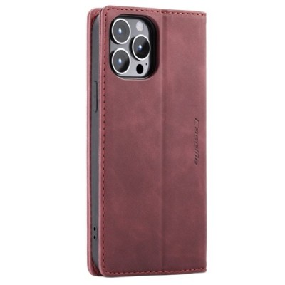 Apple iPhone 14 Pro Max CaseMe Retro solīds atvēramais ādas bordo maciņš - maks | Vacins.lv