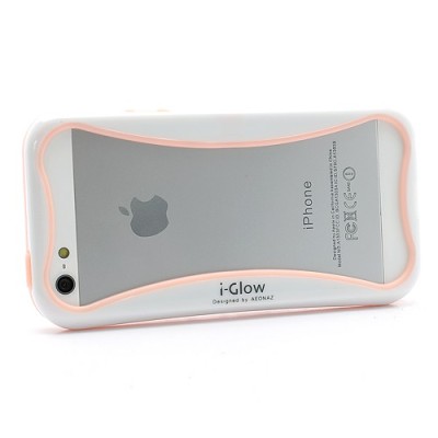 „I-Glow“ rozs un balts Apple iPhone 5 / 5S rāmis - sānu apmale (bamperis) / Vacins.lv