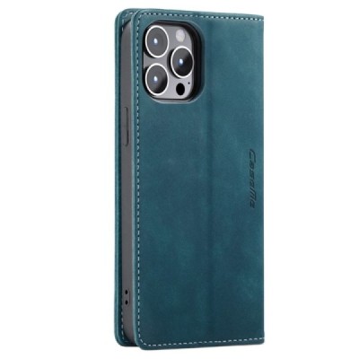 Apple iPhone 14 Pro Max CaseMe Retro solīds atvēramais ādas zaļš maciņš - maks | Vacins.lv