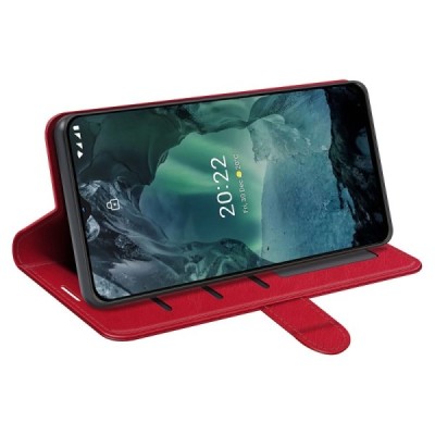 Nokia G21 (G11) atvēramais ādas sarkans maciņš (maks) | Vacins.lv