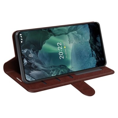 Nokia G21 (G11) atvēramais ādas brūns maciņš (maks) | Vacins.lv
