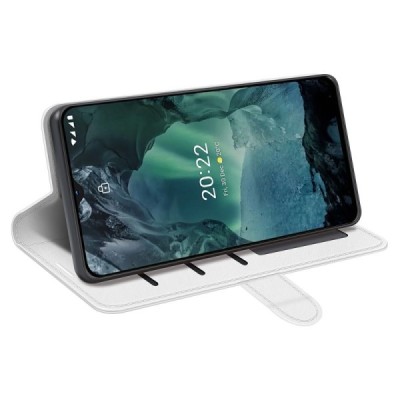Nokia G21 (G11) atverčiamas baltas odinis dėklas - piniginė | Priedai.lt