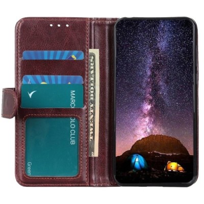 Apple iPhone 14 Pro atvēramais ādas brūns maciņš, grāmata (maks) | Vacins.lv