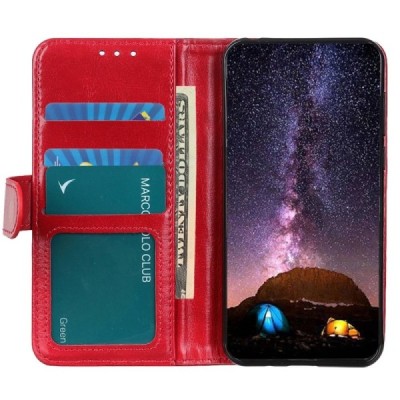 Apple iPhone 14 Pro Max atvēramais ādas sarkans maciņš, grāmata (maks) | Vacins.lv