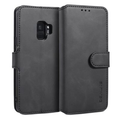 Samsung Galaxy S9 (G960) atvēramais ādas melns retro maciņš (maks) | Vacins.lv