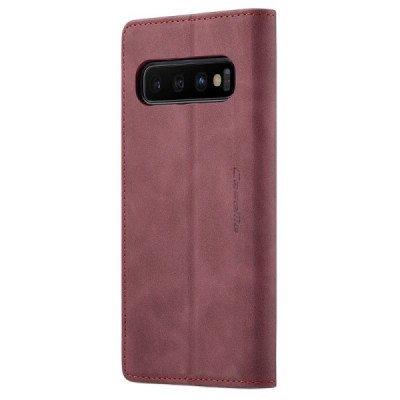 Samsung Galaxy S10+ (G975) CaseMe Retro solīds atvēramais ādas bordo maciņš - maks | Vacins.lv