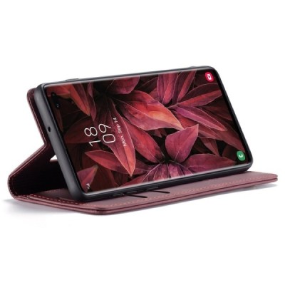 Samsung Galaxy S10+ (G975) CaseMe Retro solīds atvēramais ādas bordo maciņš - maks | Vacins.lv
