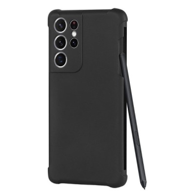 Samsung Galaxy S21 Ultra (G998B) „Matte“ pastiprinātas aizsardzības cieta silikona (TPU) melns apvalks | Vacins.lv