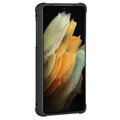 Samsung Galaxy S21 Ultra (G998B) „Matte“ pastiprinātas aizsardzības cieta silikona (TPU) melns apvalks | Vacins.lv