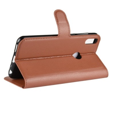 Asus Zenfone Max Pro (ZB601KL) atvēramais ādas brūns Litchi maciņš (maks) | Vacins.lv