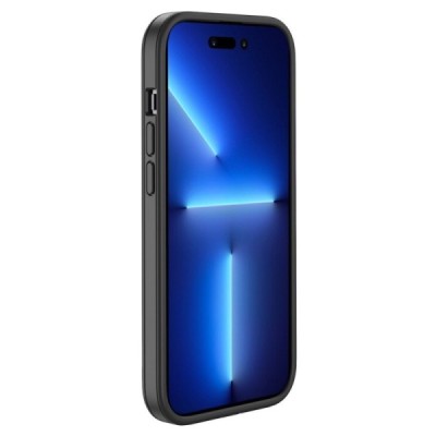 Apple iPhone 14 Pro „IPAKY“ Rubberized silikoninis skaidrus permatomas dėklas su juodu rėmeliu | Priedai.lt