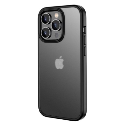 Apple iPhone 14 Pro Max elegants „IPAKY“ Rubberized dzidrs (caurspīdīgs) silikona apvalks (apmales melnā krāsā) | Vacins.lv