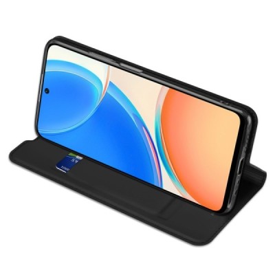 Huawei Honor X8 „Dux Ducis“ Skin sērijas melns ādas atvērams maciņš | Vacins.lv