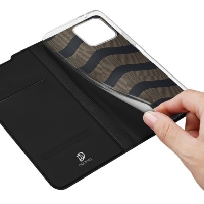 Huawei Honor X8 „Dux Ducis“ Skin sērijas melns ādas atvērams maciņš | Vacins.lv