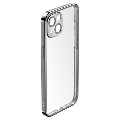 Apple iPhone 14 Plus elegants „ROCK“ dzidrs (caurspīdīgs) silikona apvalks (apmales melnā krāsā) | Vacins.lv