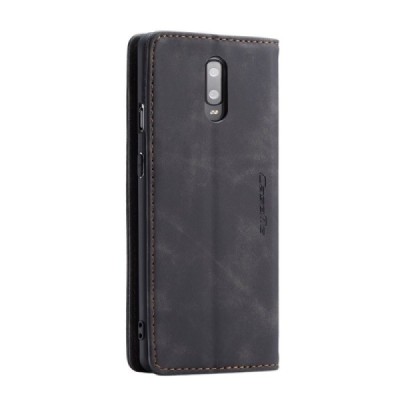 OnePlus 7 (OnePlus Seven) CaseMe Retro solīds atvēramais ādas melns maciņš - maks | Vacins.lv