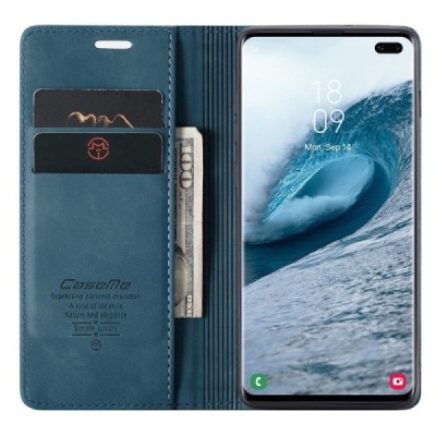 Samsung Galaxy S10+ (G975) CaseMe Retro solīds atvēramais ādas zaļš maciņš - maks | Vacins.lv