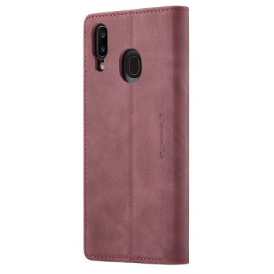 Samsung Galaxy A40 (A405F) CaseMe Retro solidus atverčiamas bordo odinis dėklas - knygutė | Priedai.lt