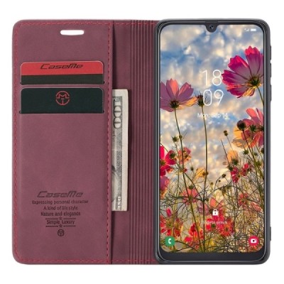 Samsung Galaxy A40 (A405F) CaseMe Retro solidus atverčiamas bordo odinis dėklas - knygutė | Priedai.lt