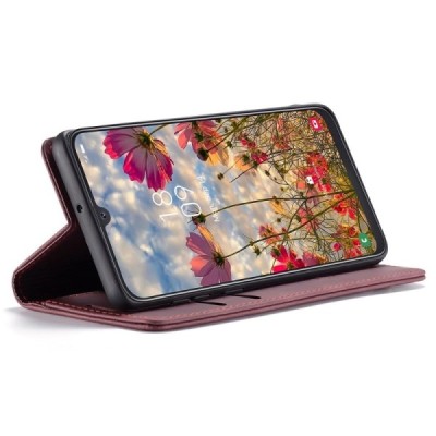 Samsung Galaxy A40 (A405F) CaseMe Retro solidus atverčiamas bordo odinis dėklas - knygutė | Priedai.lt