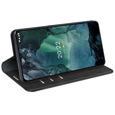 Nokia G21 (G11) „Split“ juodas odinis atverčiamas dėklas - knygutė | Priedai.lt