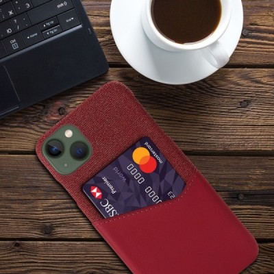Apple iPhone 14 „KSQ“ Shell sarkans ādas apvalks ar iebūvētu karšu turētāju | Vacins.lv
